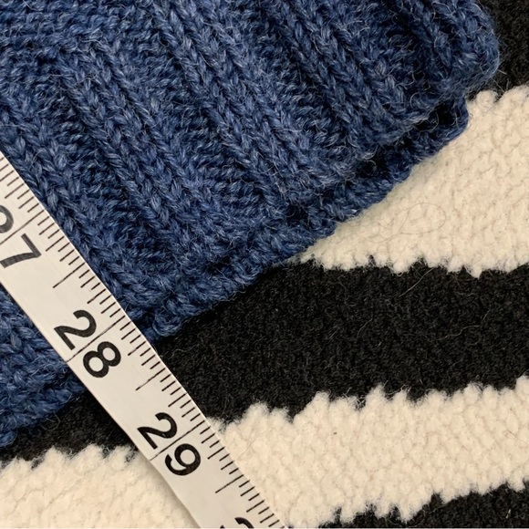 WoolOvers Pure Wool Knitted Aran Turtle Neck Sweater Blue Medium Fishermancore - Picture 8 of 12